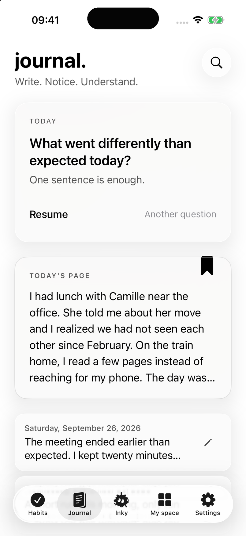 The personal journal in Daily Ink