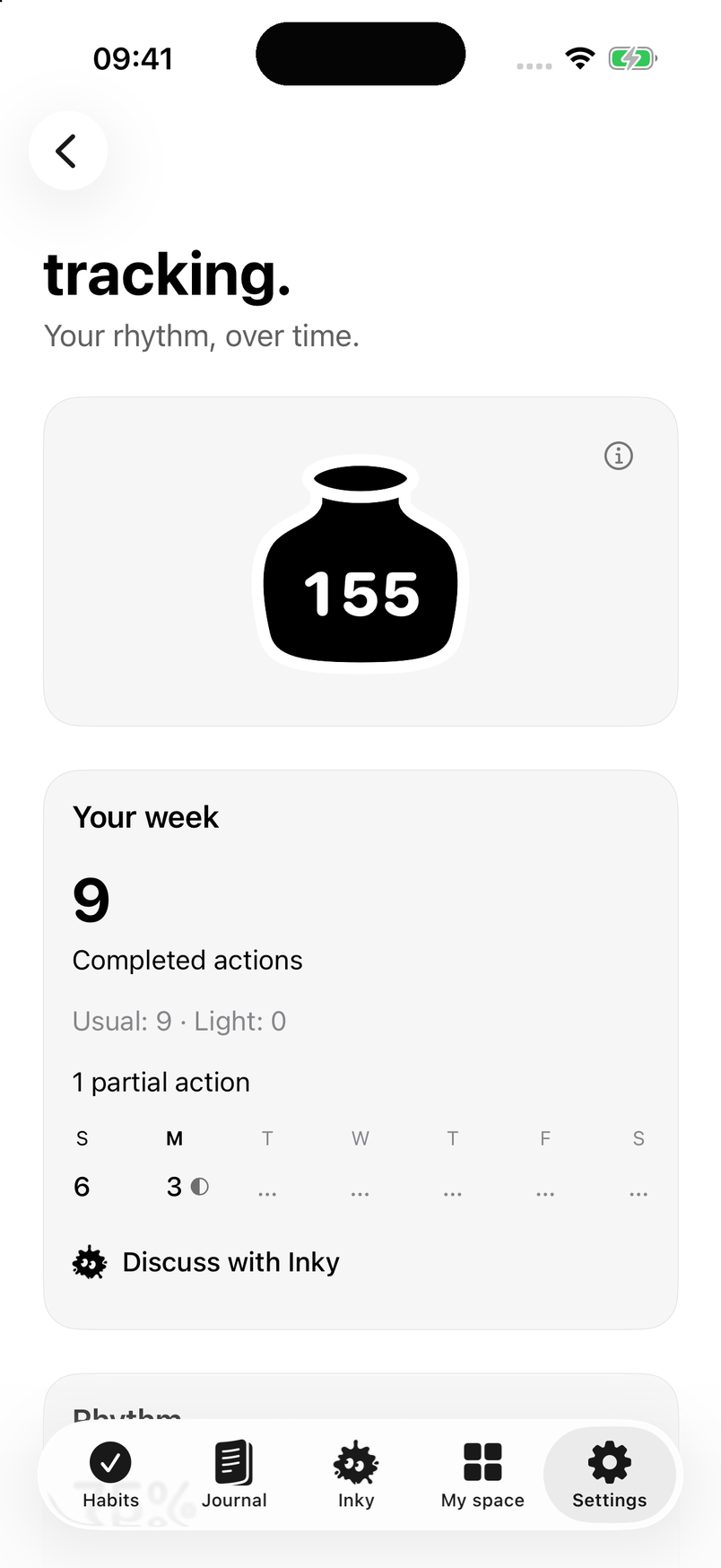 Tracking view with Ink and detailed statistics